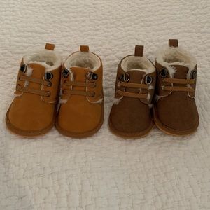 COSANKIM Pair of Brown Baby Booties with Fur Lining